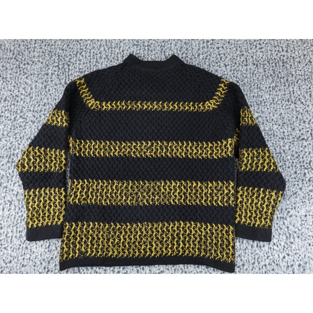Eatons of Canada Sweater Mens 38 Black Yellow Wool Vintage Austria Mock Neck